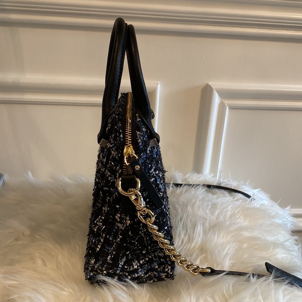 Kate Spade Black & Blue With Silver Flecks Tweed Crossbody Bag With Hand… - Picture 5 of 7